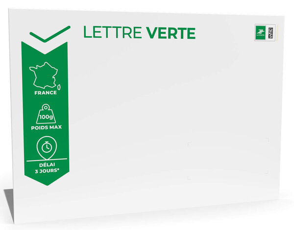 Prêt-à-Poster - Lettre Verte - 100g - Format C4 - Enveloppe à l'unité