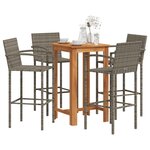 vidaXL Ensemble de bar de jardin 5 Pièces gris bois massif acacia rotin