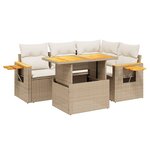 vidaXL Salon de jardin avec coussins 5 Pièces beige résine tressée