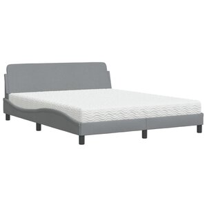 vidaXL Lit avec matelas gris clair 160x200 cm tissu