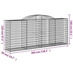 vidaXL Paniers à gabions arqués 2 Pièces 300x50x120/140 cm fer galvanisé