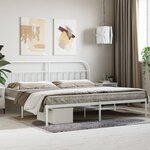 vidaXL Cadre de lit métal avec tête de lit blanc 200x200 cm