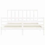 vidaXL Cadre de lit avec tête de lit blanc 160x200 cm bois massif