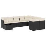 vidaXL Salon de jardin 10 Pièces avec coussins noir résine tressée