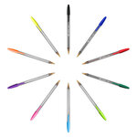 Stylo bille, Cristal Multicolors, pointe de 1,6 mm, corps transparent, 15 couleurs d'encre assorties (paquet 15 unités)