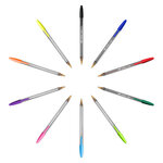 Stylo bille, Cristal Multicolors, pointe de 1,6 mm, corps transparent, 15 couleurs d'encre assorties (paquet 15 unités)