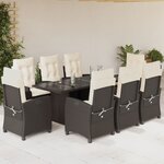vidaXL Ensemble à manger de jardin et coussins 9 Pièces marron poly rotin