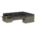 vidaXL Salon de jardin avec coussins 10 Pièces gris résine tressée