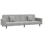 vidaXL Canapé-lit à 2 places avec deux oreillers Gris clair Velours