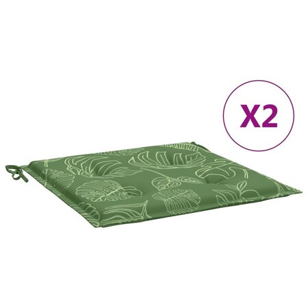 vidaXL Coussins de chaise lot de 2 motif de feuilles 50x50x3 cm tissu