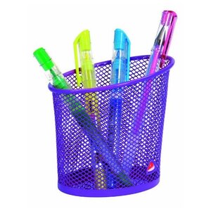 Pot à crayons en métal Mesh Diam 6 cm H 10,5 cm Violet ALBA