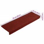 vidaXL Tapis de marches d'escalier 5 Pièces Bordeaux 65x21x4cm Aiguilleté