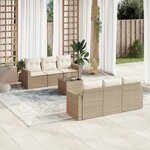 vidaXL Salon de jardin avec coussins 7 Pièces beige résine tressée