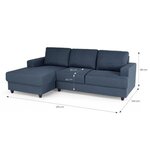 PAUL Canapé d'angle gauche 4 places - Tissu bleu - 215 x 140 cm