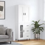 vidaXL Buffet haut Blanc 69 5x34x180 cm Bois d'ingénierie