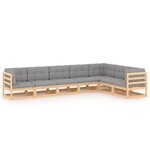 vidaXL Salon de jardin 7 Pièces avec coussins Bois de pin massif