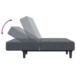 vidaXL Canapé-lit à 2 places avec repose-pied gris foncé velours