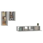 vidaXL Ensemble de meubles TV 4 Pièces Gris béton Bois d'ingénierie