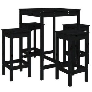 vidaXL Ensemble de bar de jardin 5 Pièces noir bois de pin massif