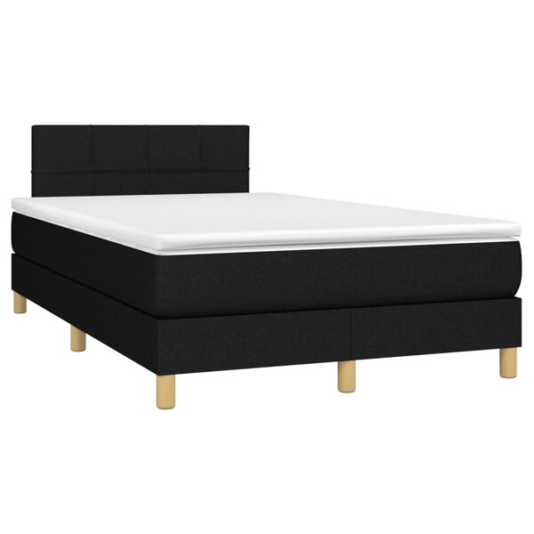 vidaXL Sommier à lattes de lit avec matelas noir 120x190 cm tissu
