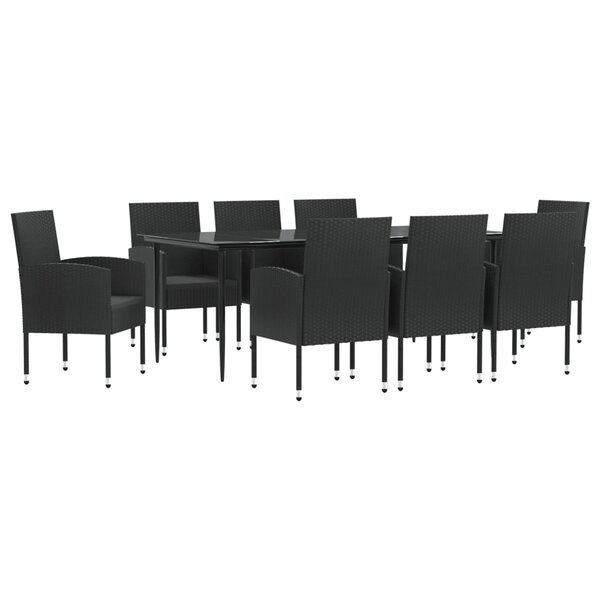 vidaXL Ensemble à manger de jardin 9 Pièces noir résine tressée et acier