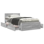 vidaXL Cadre de lit tête de lit sonoma gris 90x190 cm bois ingénierie