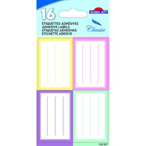 16 étiquettes adhésives scolaires - Rectangles - Pastel