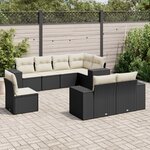 vidaXL Salon de jardin 8 Pièces avec coussins noir résine tressée