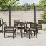 Ensemble de salle à manger de jardin vidaXL 5 pièces avec coussins en poly rattan marron