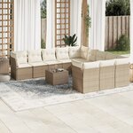 vidaXL Salon de jardin avec coussins 12 Pièces beige résine tressée