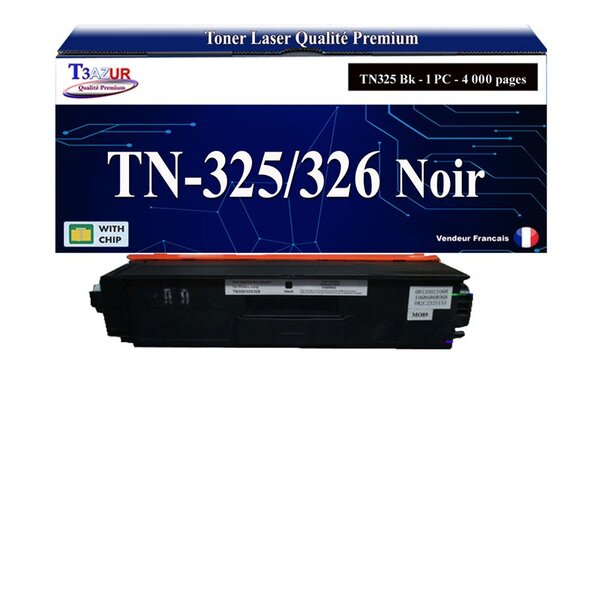 T3AZUR - Toner compatible avec Brother TN325 pour Brother MFC-9460CDN MFC-9465cdn MFC-9560CDW MFC-9970CDW Noire - 4 000 pages