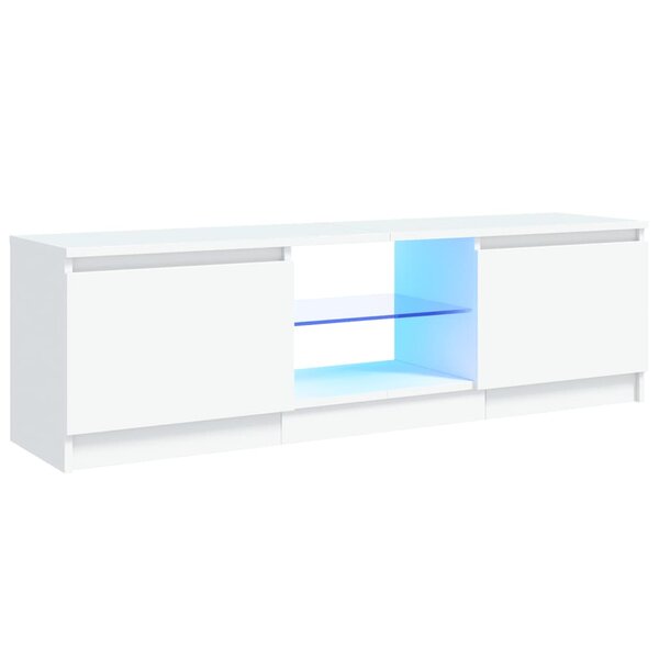 vidaXL Meuble TV avec lumières LED Blanc 120x30x35 5 cm