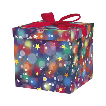 Boîte cadeau avec nœud- bulles et étoiles - La Poste