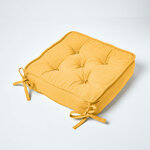 Galette de chaise coussin rehausseur en coton Jaune moutarde  40 x 40 x 10 cm - HOMESCAPES