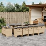 vidaXL Ensemble à manger de jardin et coussins 15 Pièces mélange beige