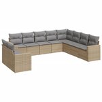 vidaXL Salon de jardin avec coussins 10 Pièces beige résine tressée