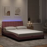 vidaXL Cadre de lit avec lumières LED rose 120x200 cm velours