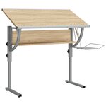 Bureau table poste de travail meuble d'ordinateur informatique étude d'artisanat chêne sonoma et 110 x 53 x (58-87) cm brun 02_0023699