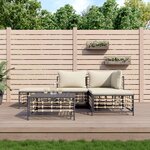 vidaXL Salon de jardin 5 Pièces avec coussins anthracite résine tressée