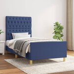 vidaXL Cadre de lit avec tête de lit Bleu 90x200 cm Tissu