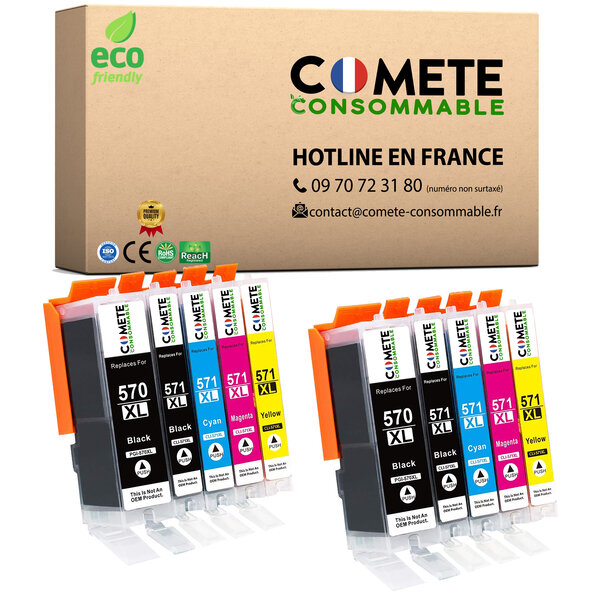 COMETE Entreprise Française-570XL 571XL 10 Cartouches Compatibles Canon