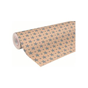 Rouleau papier cadeau kraft 0 7 x 50 m noel étoiles argent clairefontaine
