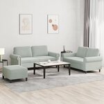 vidaXL Ensemble de canapés 3 Pièces avec coussins Gris clair Velours