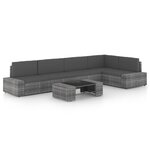 vidaXL Salon de jardin 6 Pièces avec coussins Gris Résine tressée