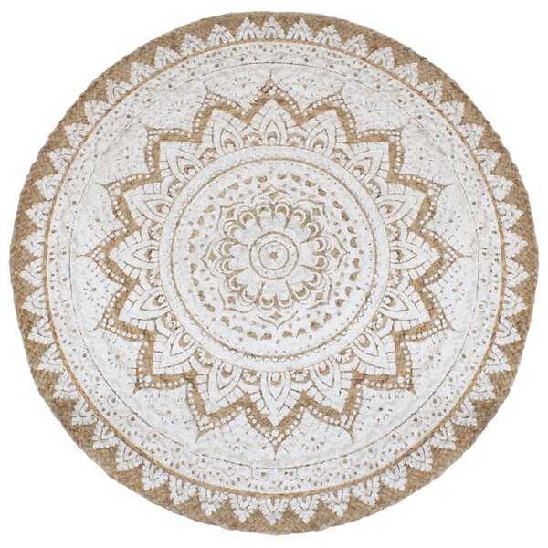 vidaXL Tapis de sol Jute tressée imprimée 210 cm Rond