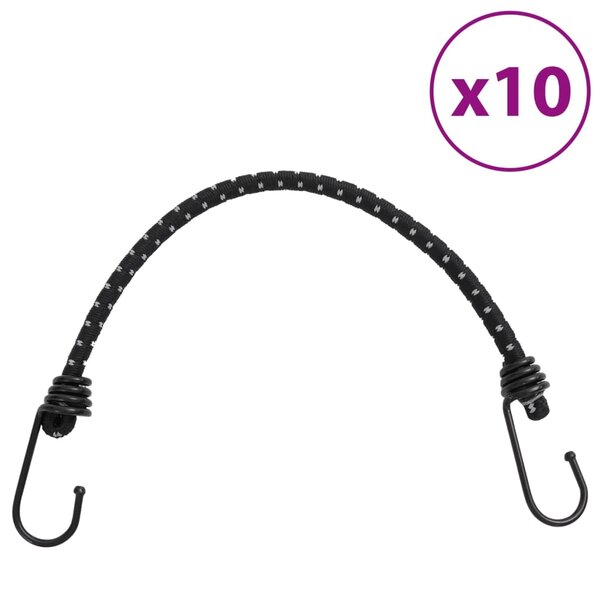vidaXL Cordes élastiques avec bandes réfléchissantes et crochets 10Pièces
