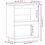 vidaXL Armoire console Gris 60x34x75 cm Bois de pin solide