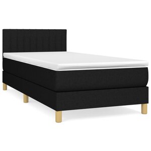 vidaXL Sommier à lattes de lit avec matelas Noir 90x200 cm Tissu