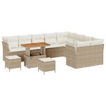 Ensemble de Canapé de Jardin 12 Pièces avec Coussins Beige Rattan