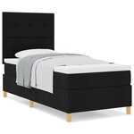 vidaXL Lit à ressort avec matelas noir 90x200 cm tissu